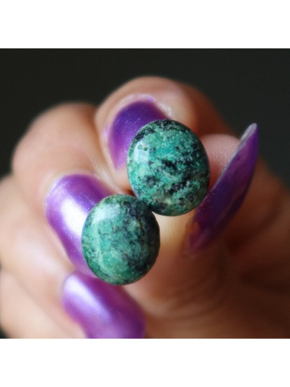 Chrysocolla Earrings Communication Stud Sterling Silver Blue Green Crystal Gem